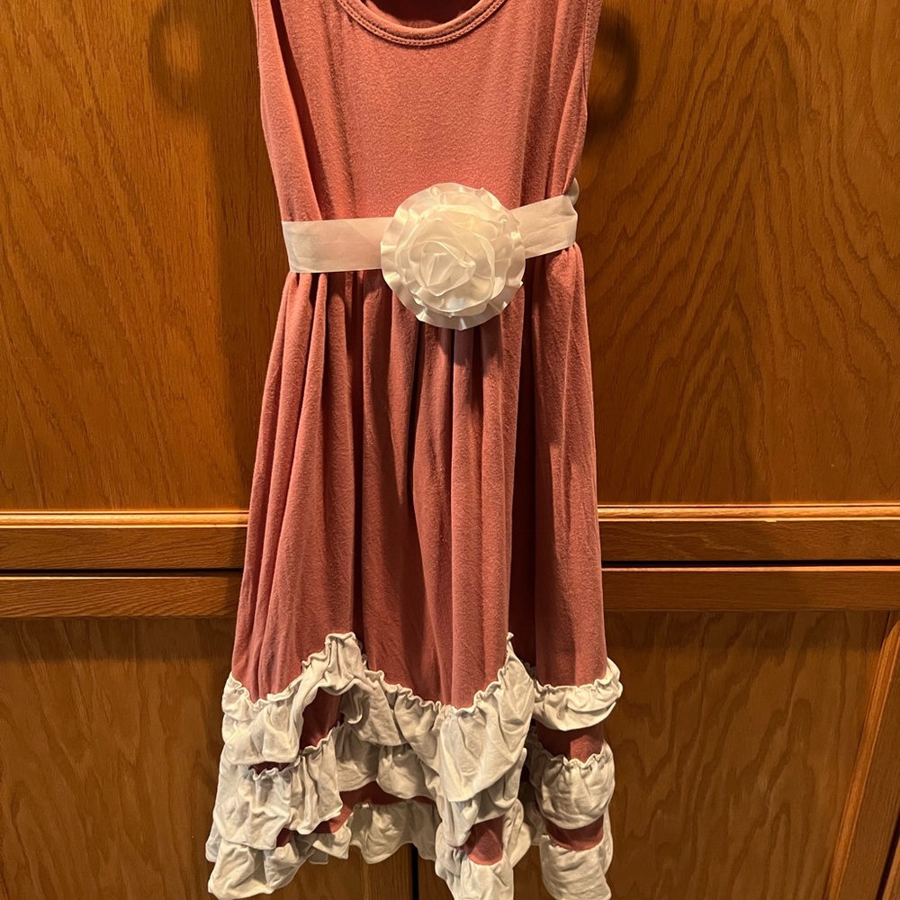 Adorable EUC “just couture” girls pink and with white party dress size 130 (7/8)